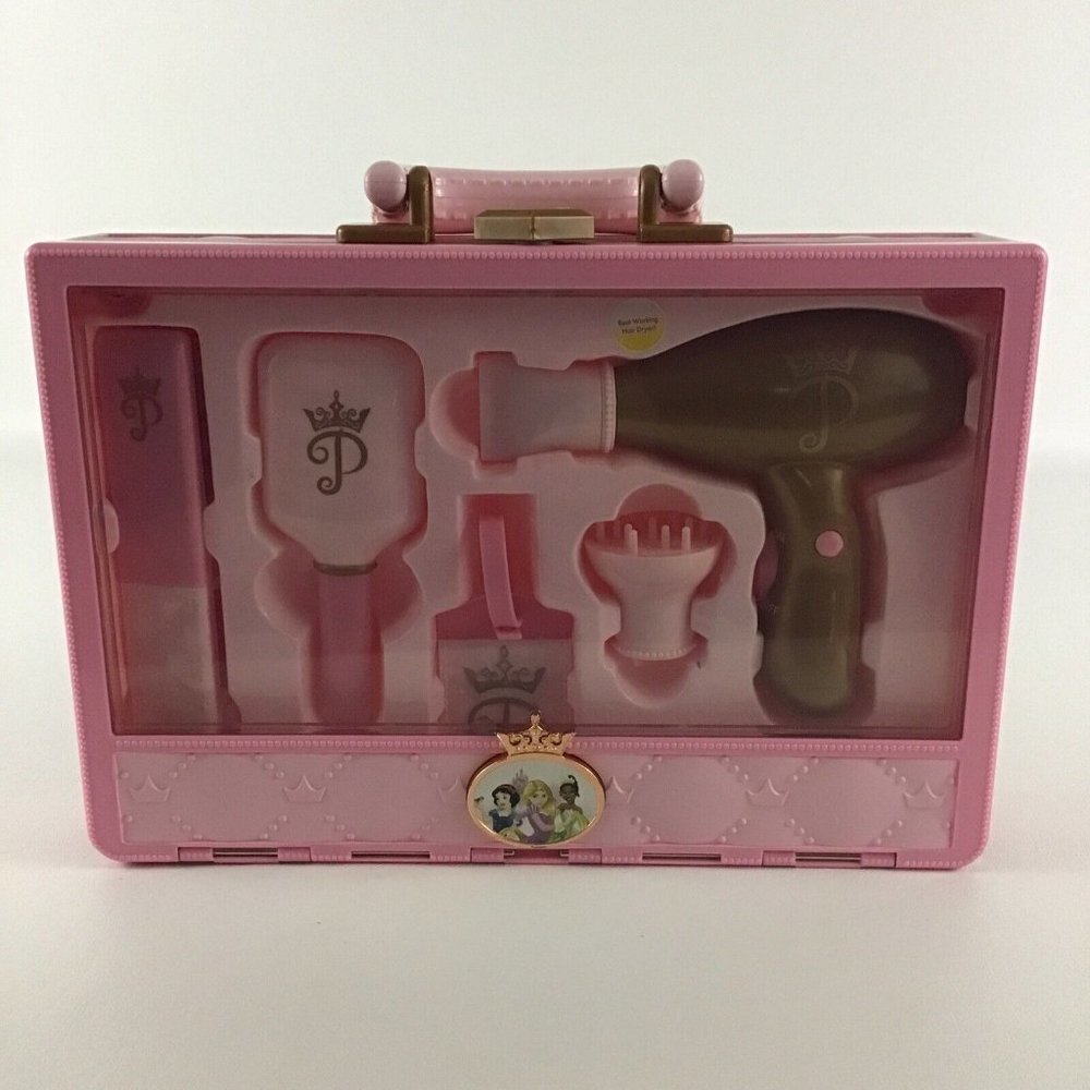 Disney Pretty Princess Hair Salon Kit Carry Along Beauty Tool Case Dryer Toy New